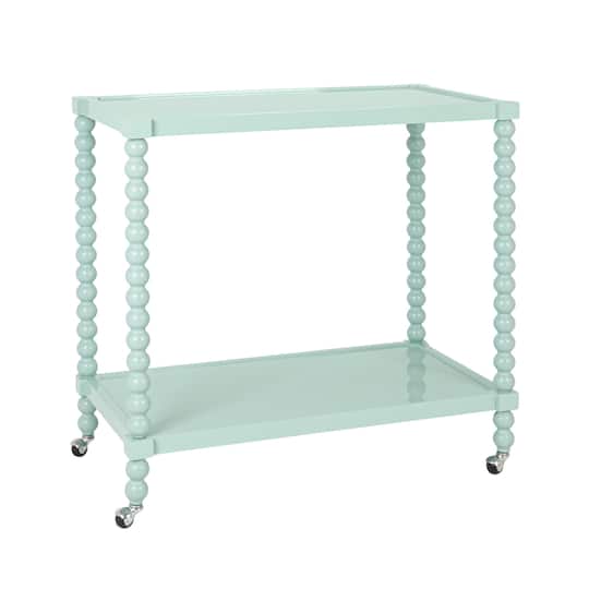 Hello Honey® Blue Rubberwood 2-Tier Bar Cart on Wheels, Blue | 36" x 20" x 34.25" | Michaels®